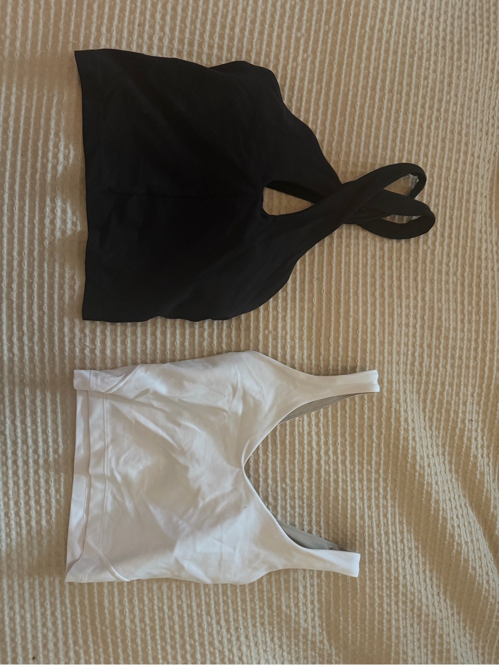 lululemon Black & White Cross-Back Crop Tops